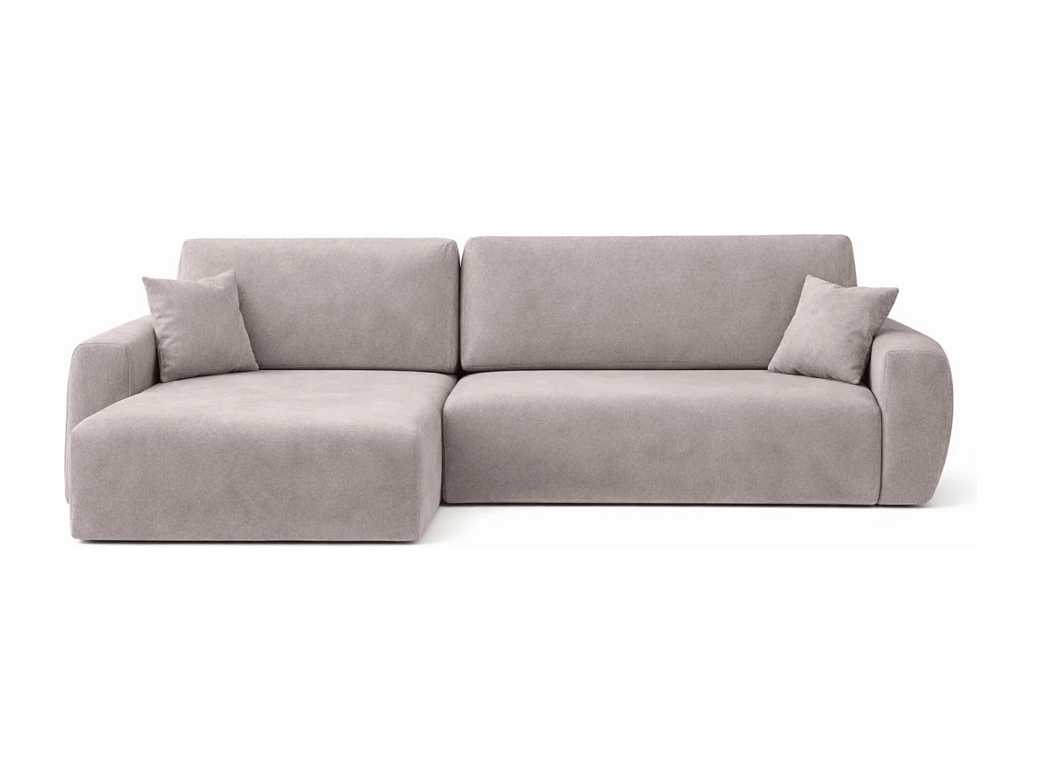 Canapé d'angle convertible avec coffre de rangement Ariel L, velours, tissu Salvador, gris, côté gauche