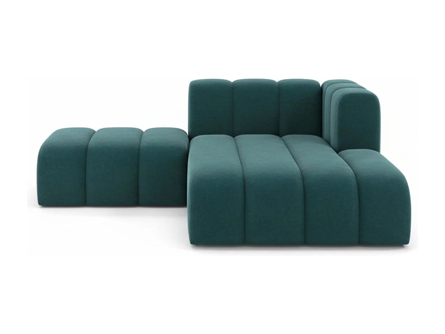 Chaiselongue mit Hocker Grand, Veloursstoff Salvador, Azurblau, Rechts