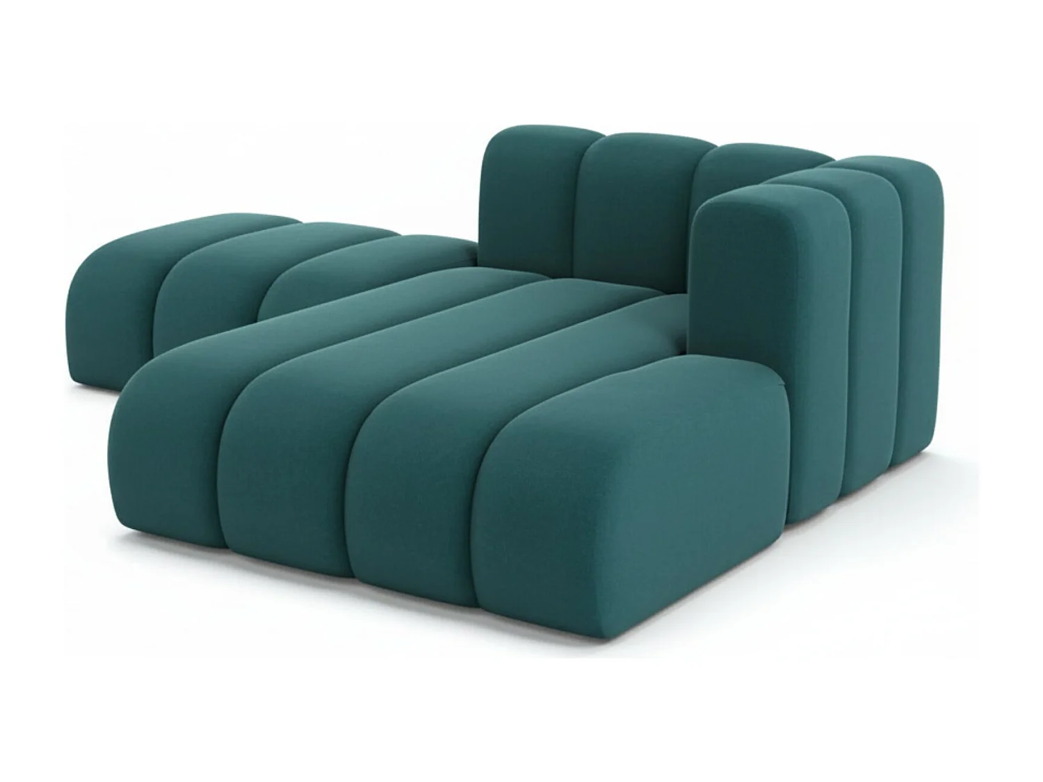 Chaiselongue mit Hocker Grand, Veloursstoff Salvador, Azurblau, Rechts