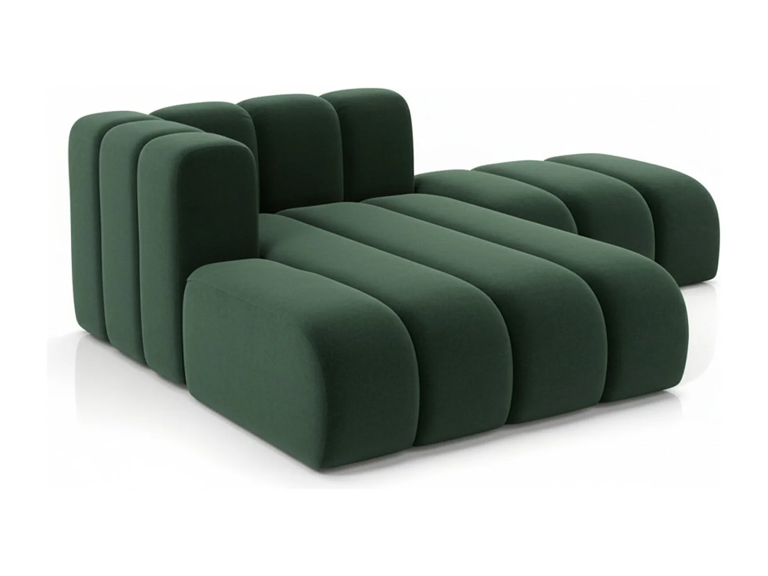 Chaiselongue mit Hocker Grand, Veloursstoff Salvador, Grün, Links