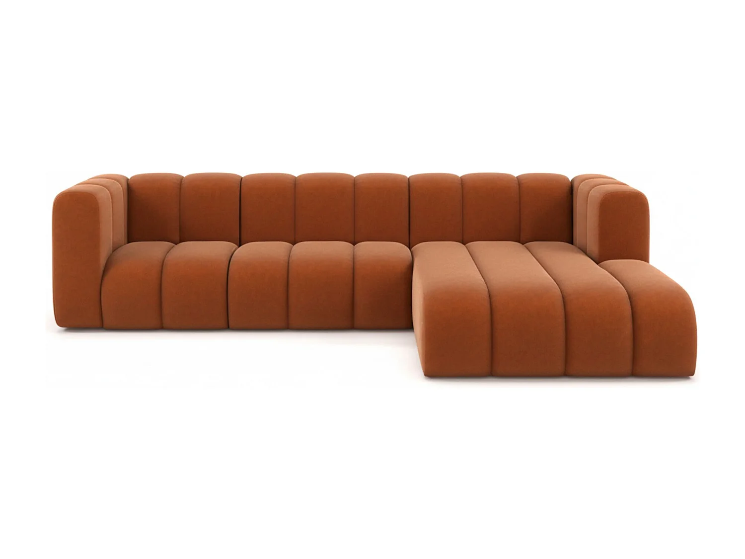 Hoekbank L-Vorm Grand L 287 cm, Veloursstof Salvador, Bruin, Rechts