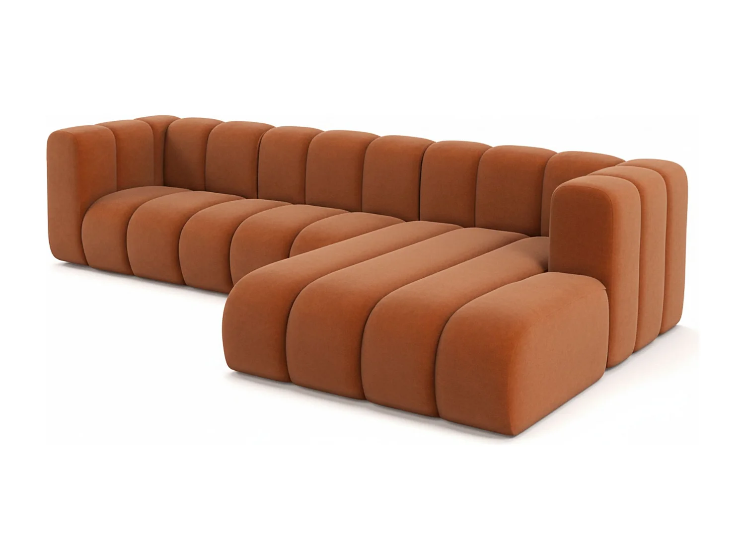 Hoekbank L-Vorm Grand L 287 cm, Veloursstof Salvador, Bruin, Rechts