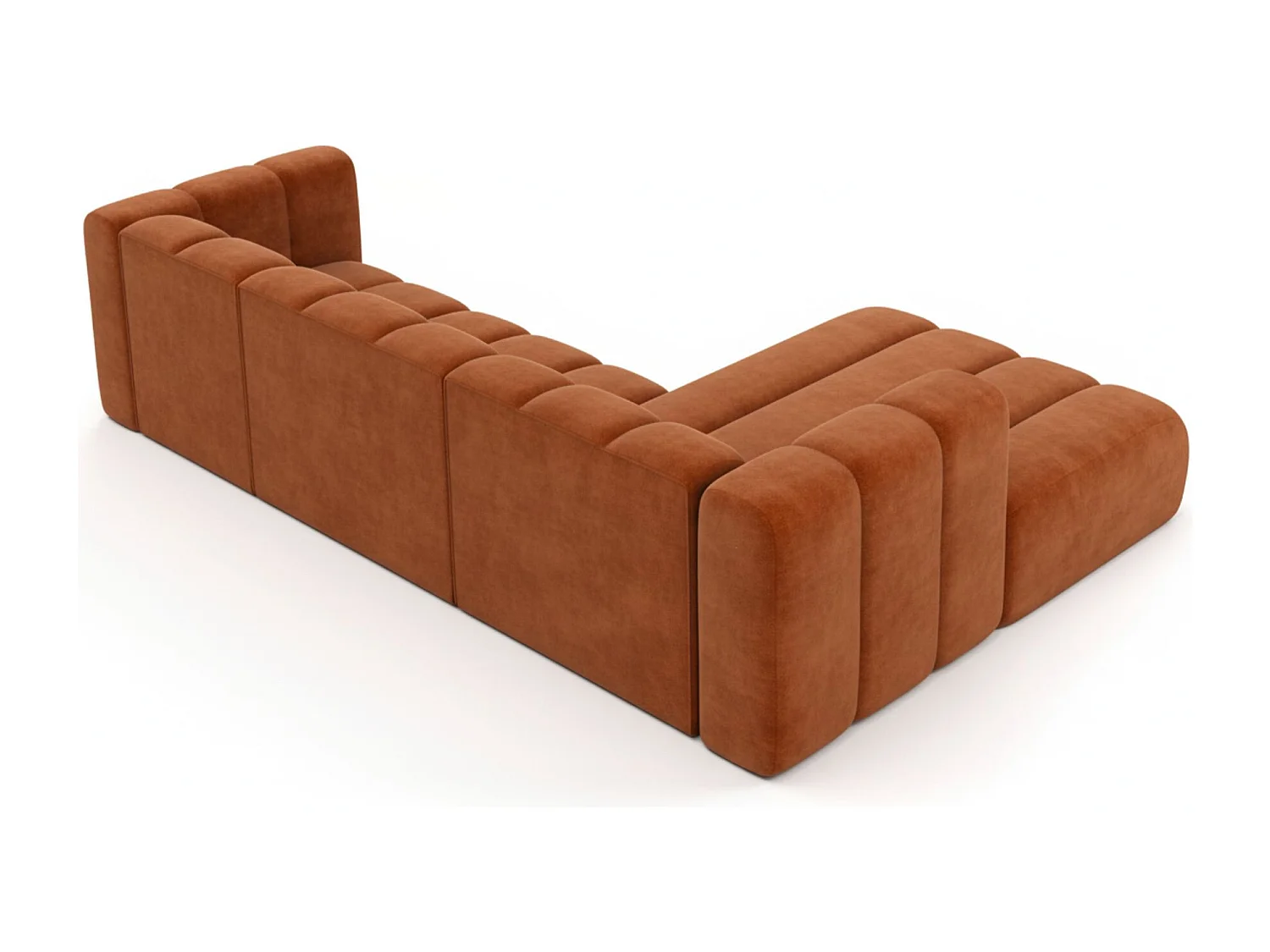 Hoekbank L-Vorm Grand L 287 cm, Veloursstof Salvador, Bruin, Rechts