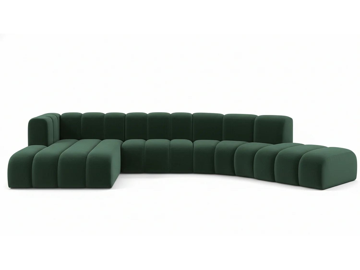 L-vormige hoekbank GRAND Round, stof Salvador, groen, links