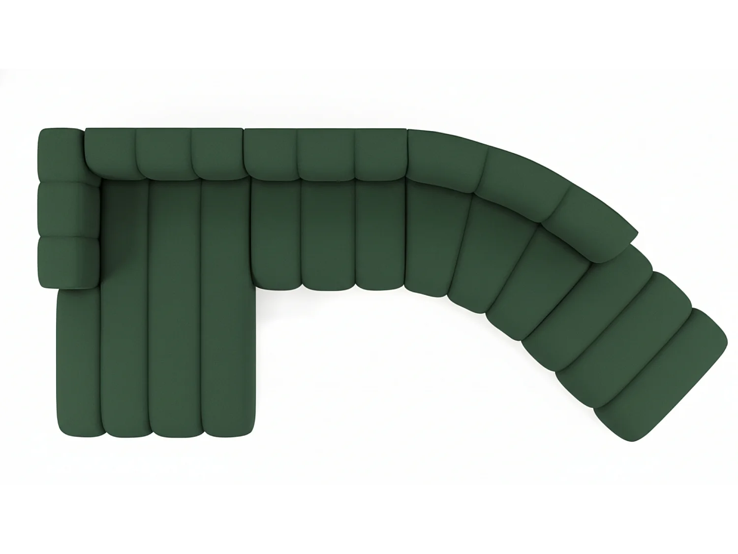 L-vormige hoekbank GRAND Round, stof Salvador, groen, links