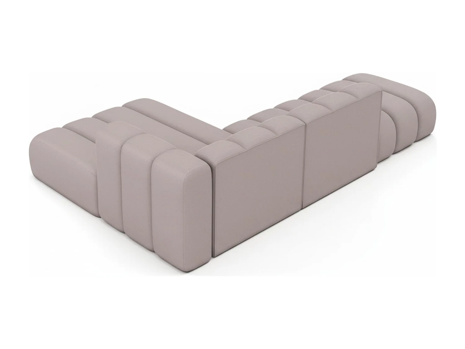 Divano angolare a L con pouf, Grand Mini, tessuto Salvador, grigio, sinistro