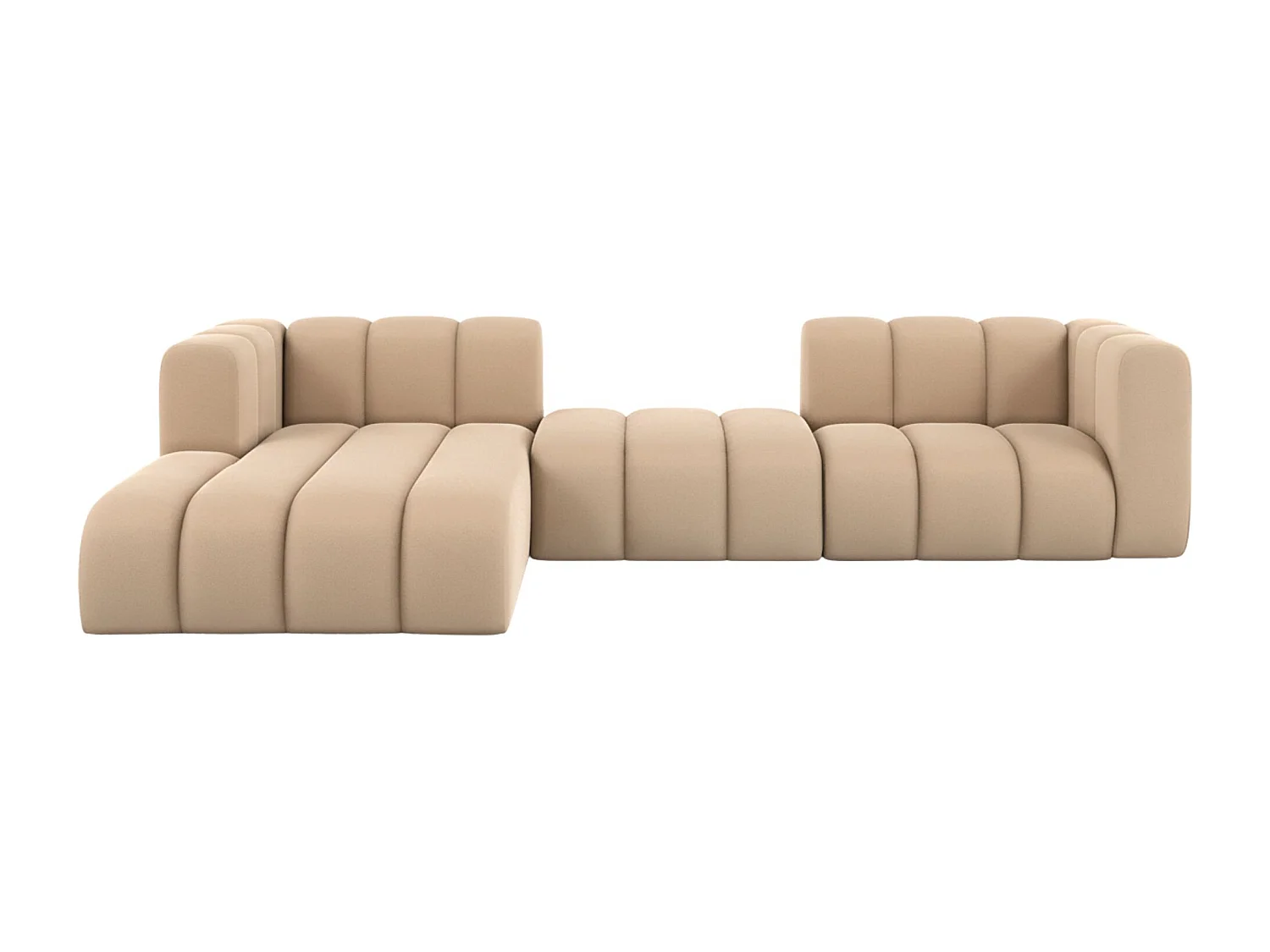 Hoekbank L-Vorm Grand L 319 cm, Veloursstof Salvador, Beige, Links