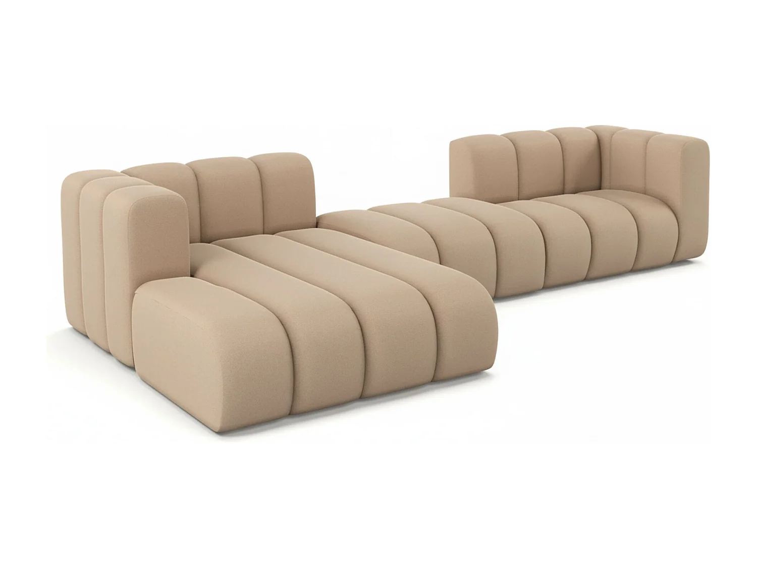 Hoekbank L-Vorm Grand L 319 cm, Veloursstof Salvador, Beige, Links