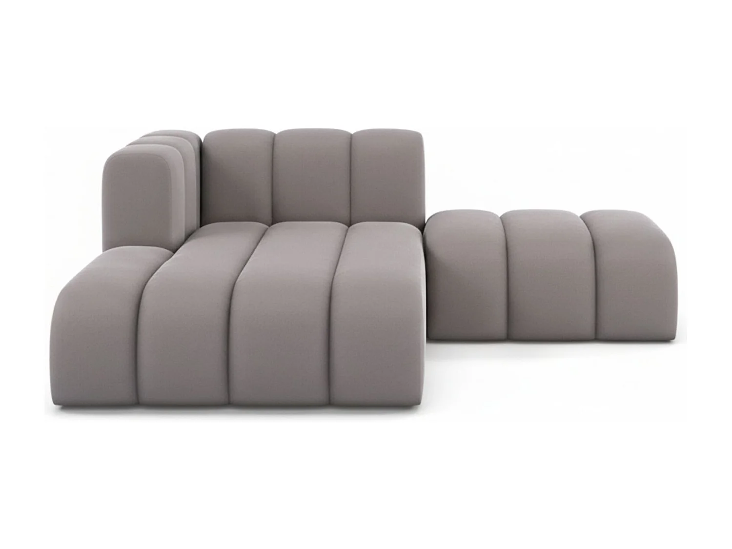 Chaiselongue mit Hocker Grand, Veloursstoff Salvador, Grau, Links