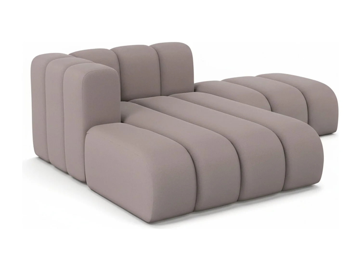 Chaiselongue mit Hocker Grand, Veloursstoff Salvador, Grau, Links
