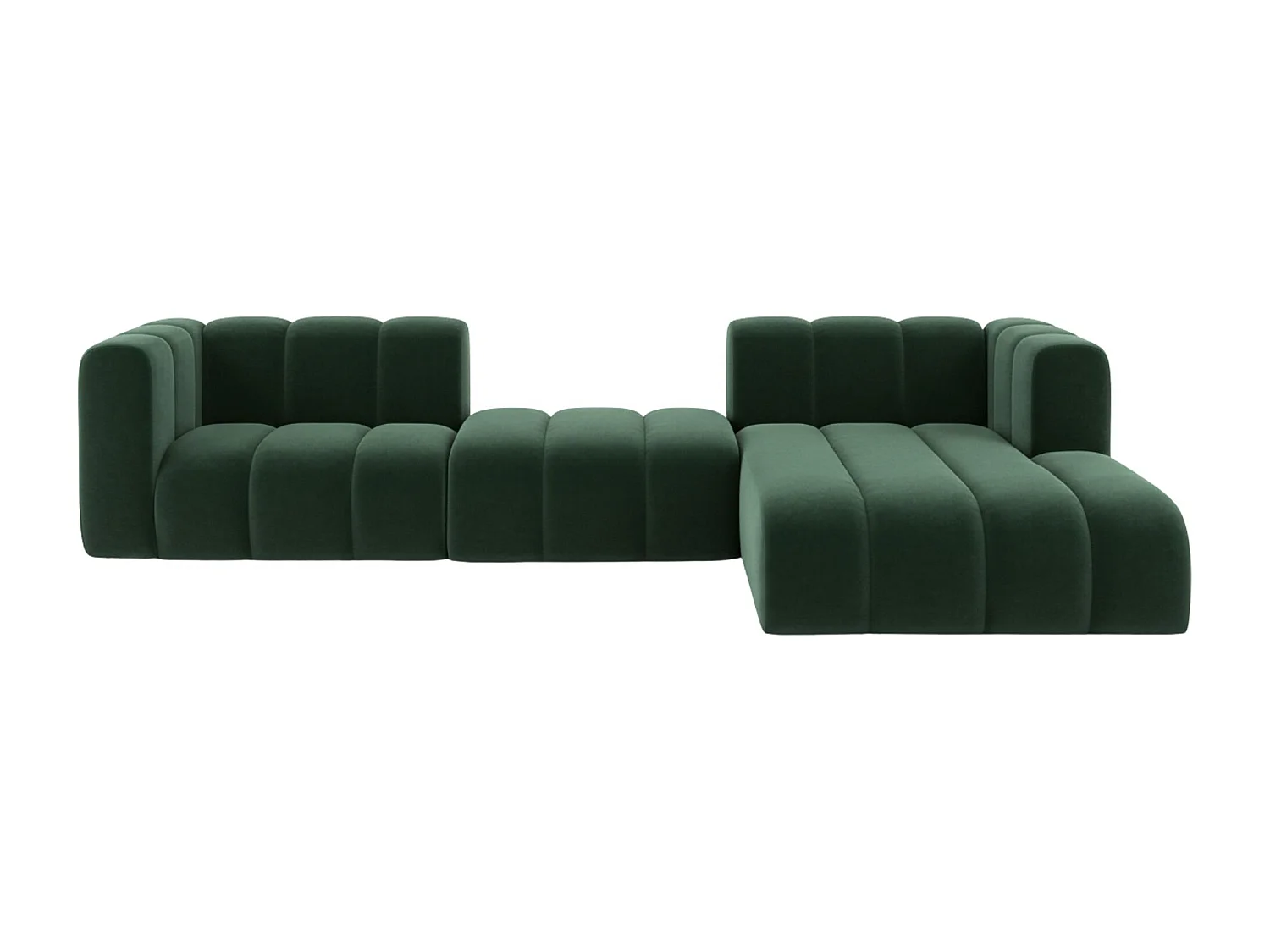 Hoekbank L-Vorm Grand L 319 cm, Veloursstof Salvador, Groen, Rechts