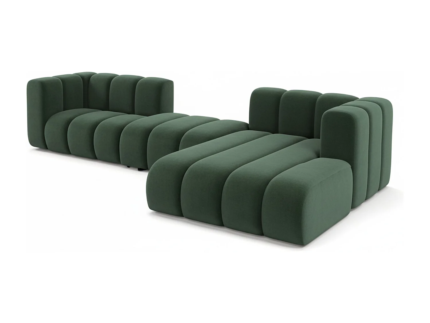 Hoekbank L-Vorm Grand L 319 cm, Veloursstof Salvador, Groen, Rechts