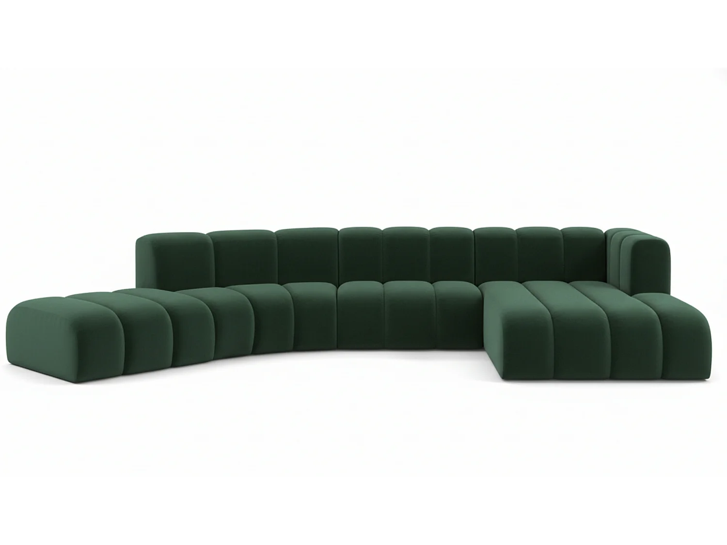 L-vormige hoekbank GRAND Round, stof Salvador, groen, rechts