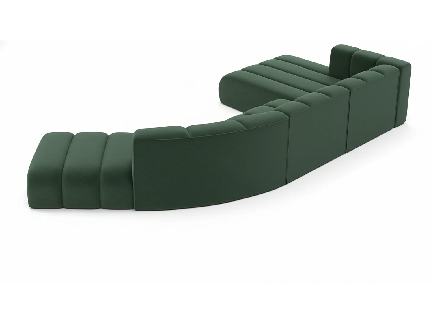 L-vormige hoekbank GRAND Round, stof Salvador, groen, rechts