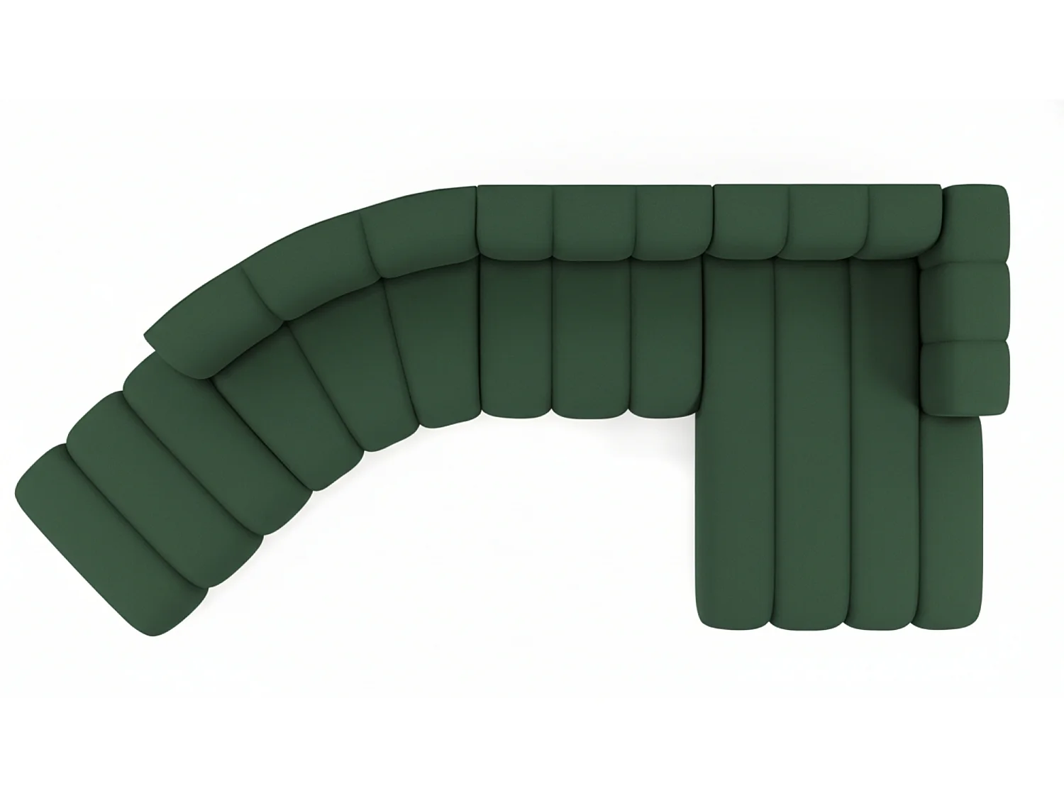 L-vormige hoekbank GRAND Round, stof Salvador, groen, rechts