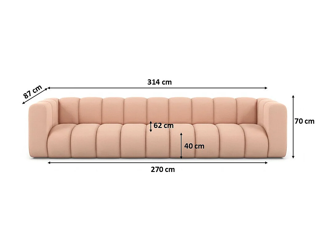 Bank, Vijfzitsbank Grand, Veloursstof Salvador, Roze