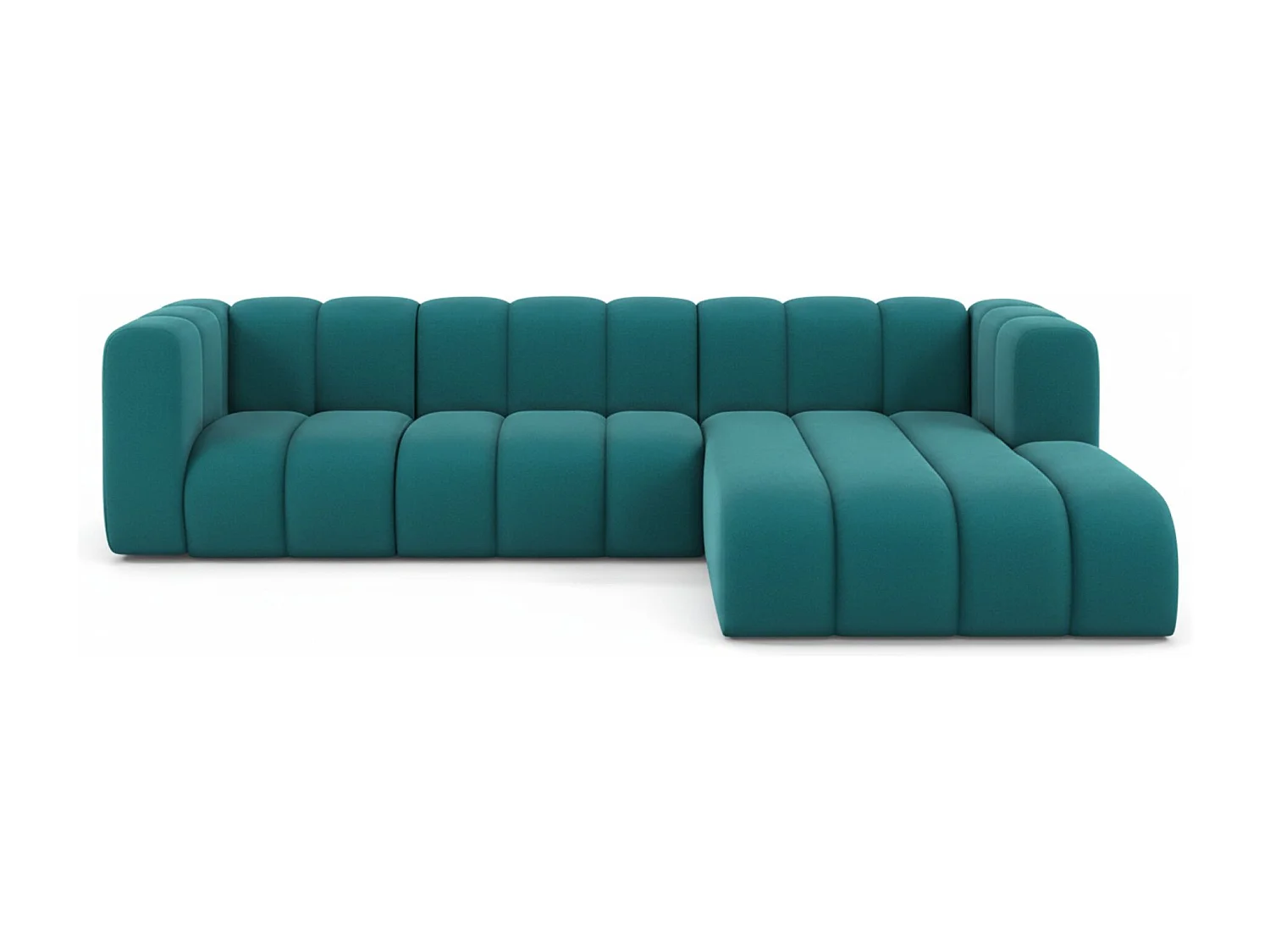 Hoekbank L-Vorm Grand L 287 cm, Veloursstof Salvador, Azurblauw, Rechts