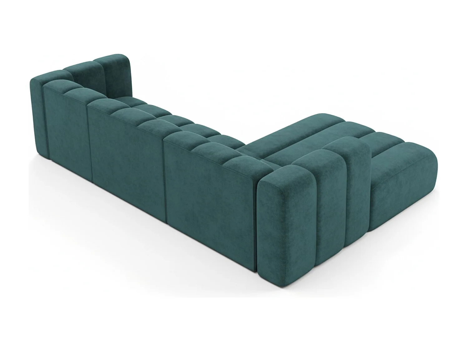 Hoekbank L-Vorm Grand L 287 cm, Veloursstof Salvador, Azurblauw, Rechts