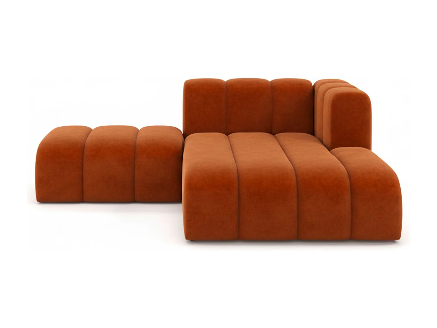 Chaiselongue mit Hocker Grand, Veloursstoff Salvador, Braun, Rechts