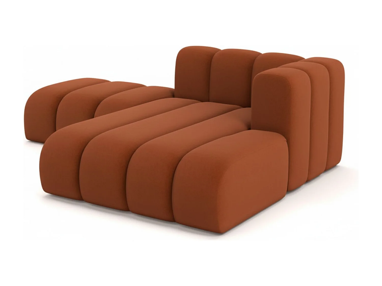Chaiselongue mit Hocker Grand, Veloursstoff Salvador, Braun, Rechts