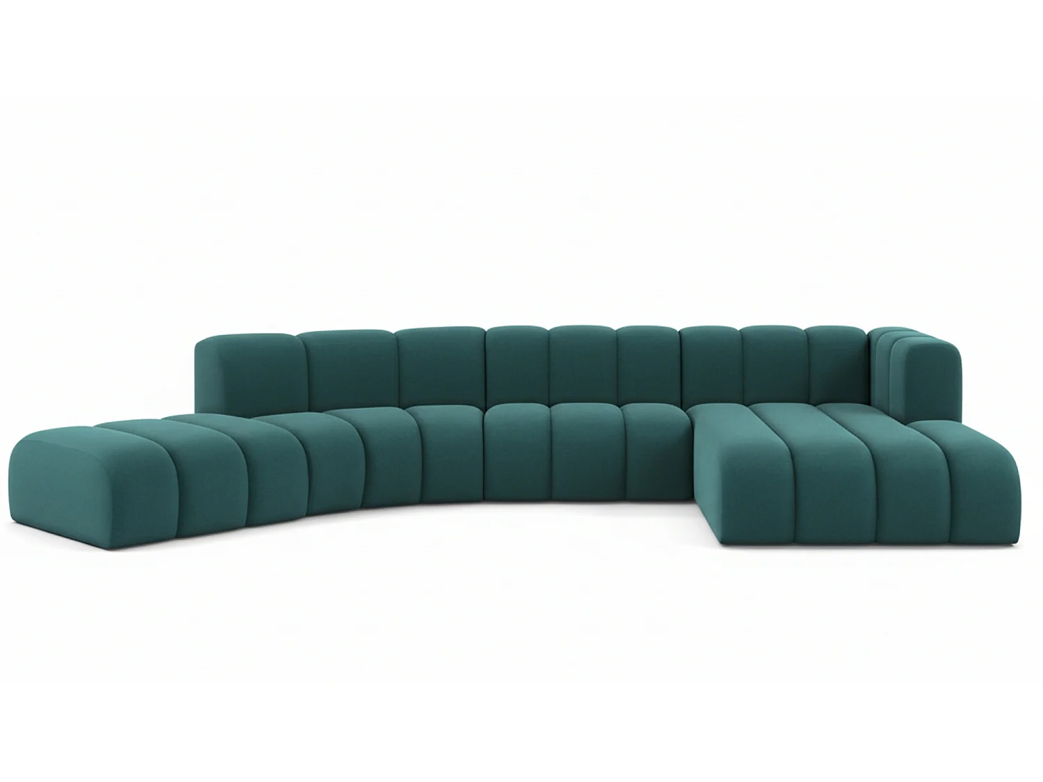 L-vormige hoekbank GRAND Round, stof Salvador, azuurblauw, rechts