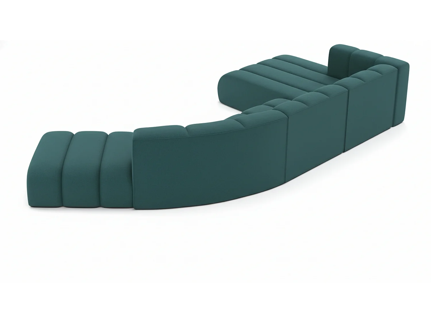 L-vormige hoekbank GRAND Round, stof Salvador, azuurblauw, rechts