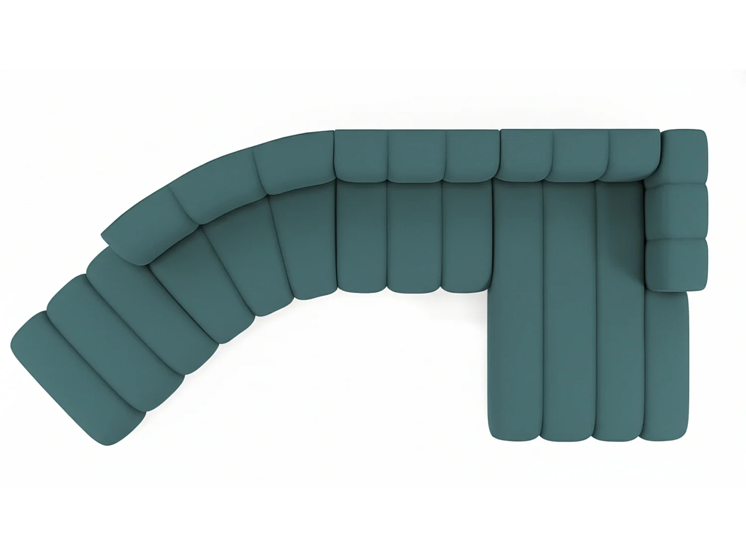 L-vormige hoekbank GRAND Round, stof Salvador, azuurblauw, rechts