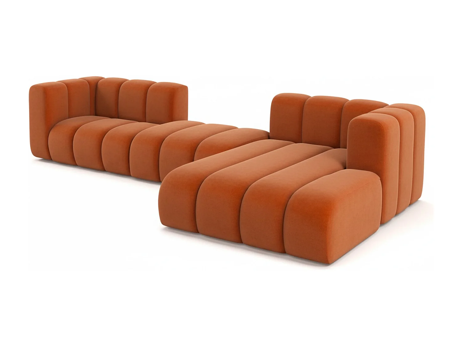 Hoekbank L-Vorm Grand L 319 cm, Veloursstof Salvador, Bruin, Rechts