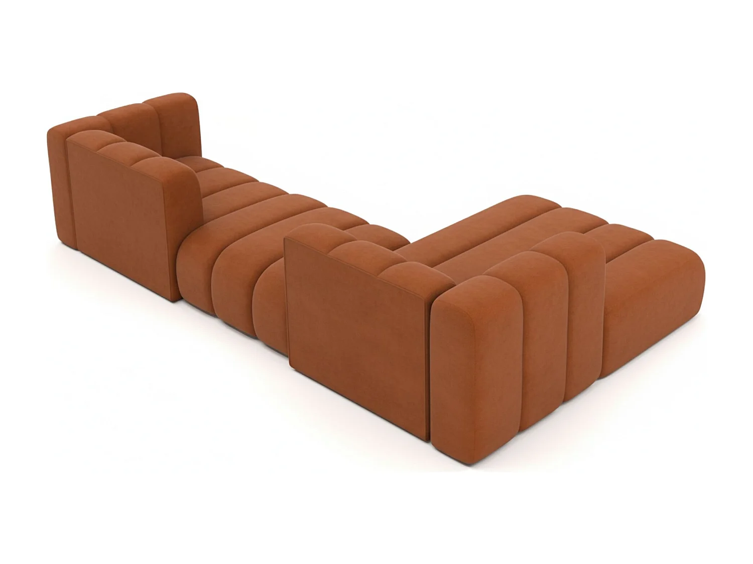 Hoekbank L-Vorm Grand L 319 cm, Veloursstof Salvador, Bruin, Rechts