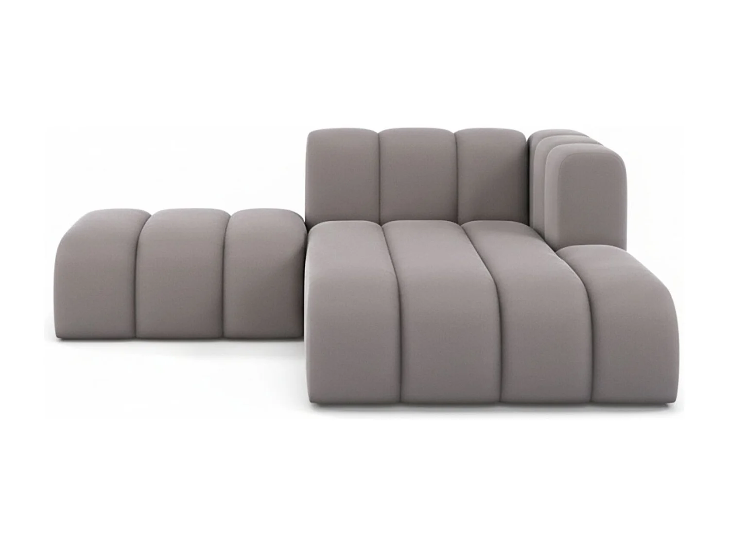Chaiselongue mit Hocker Grand, Veloursstoff Salvador, Grau, Rechts