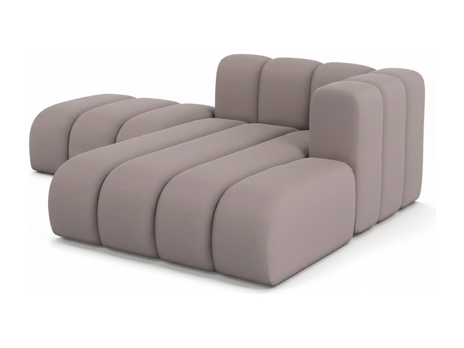 Chaiselongue mit Hocker Grand, Veloursstoff Salvador, Grau, Rechts