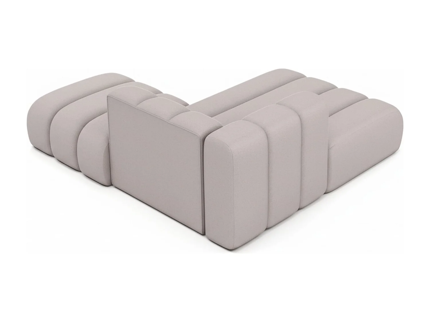 Chaiselongue mit Hocker Grand, Veloursstoff Salvador, Grau, Rechts