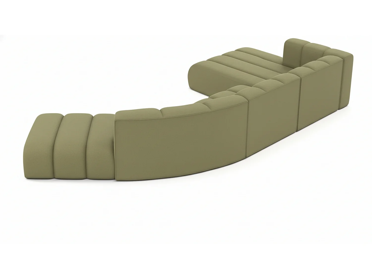 L-vormige hoekbank GRAND Round, stof Salvador, Olijf, rechts