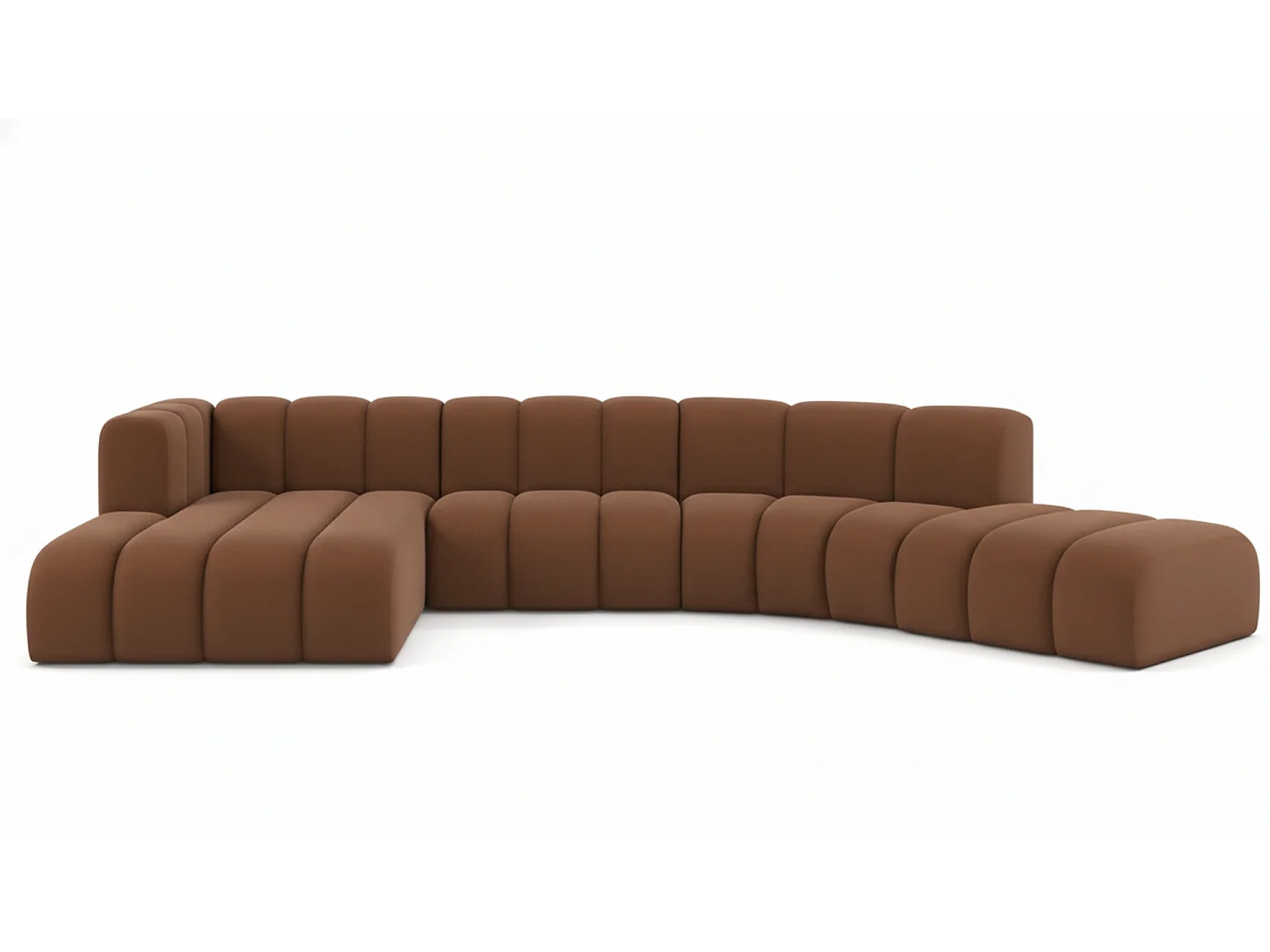 L-vormige hoekbank GRAND Round, stof Salvador, donkerbruin, links
