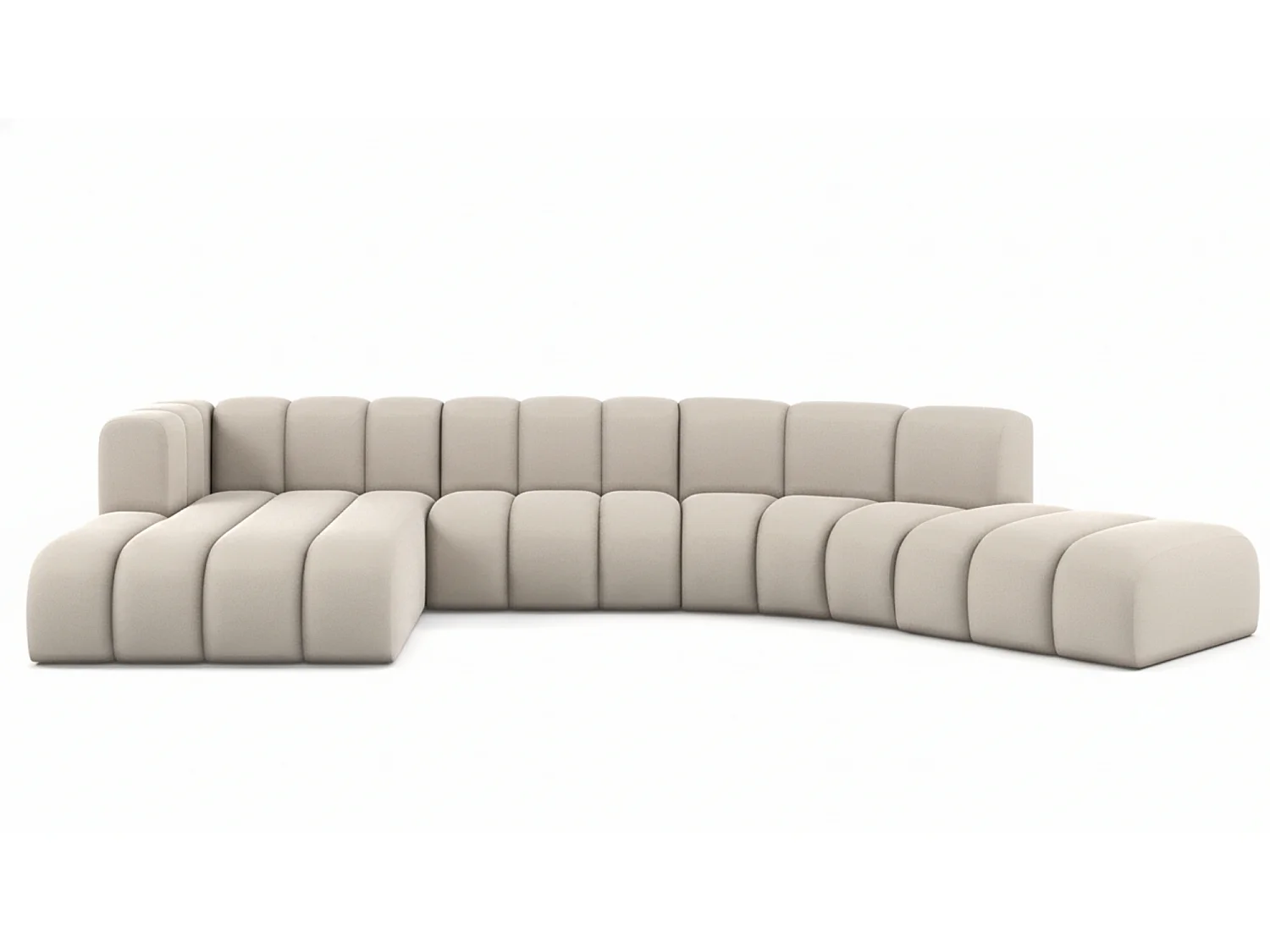 L-vormige hoekbank GRAND Round, stof Salvador, beige, links