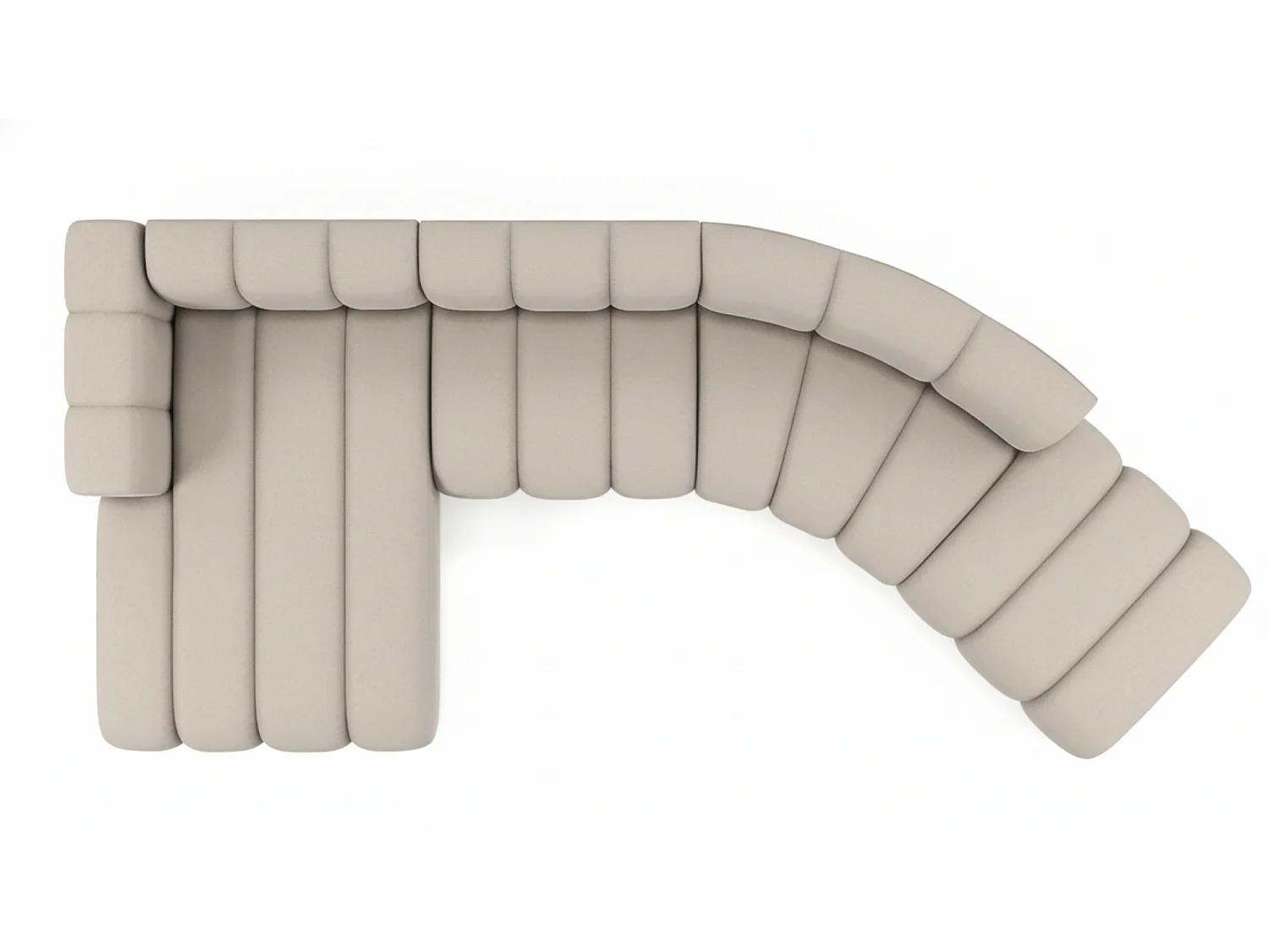 L-vormige hoekbank GRAND Round, stof Salvador, beige, links