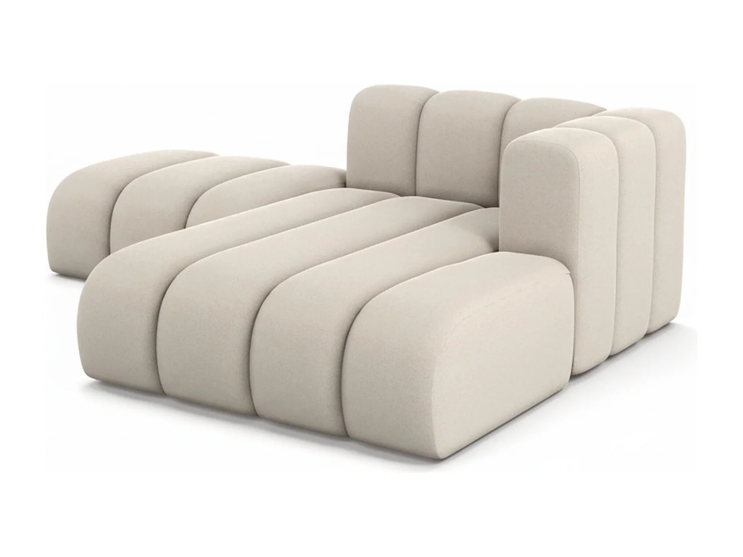 Chaiselongue mit Hocker Grand, Veloursstoff Salvador, Beige, Rechts