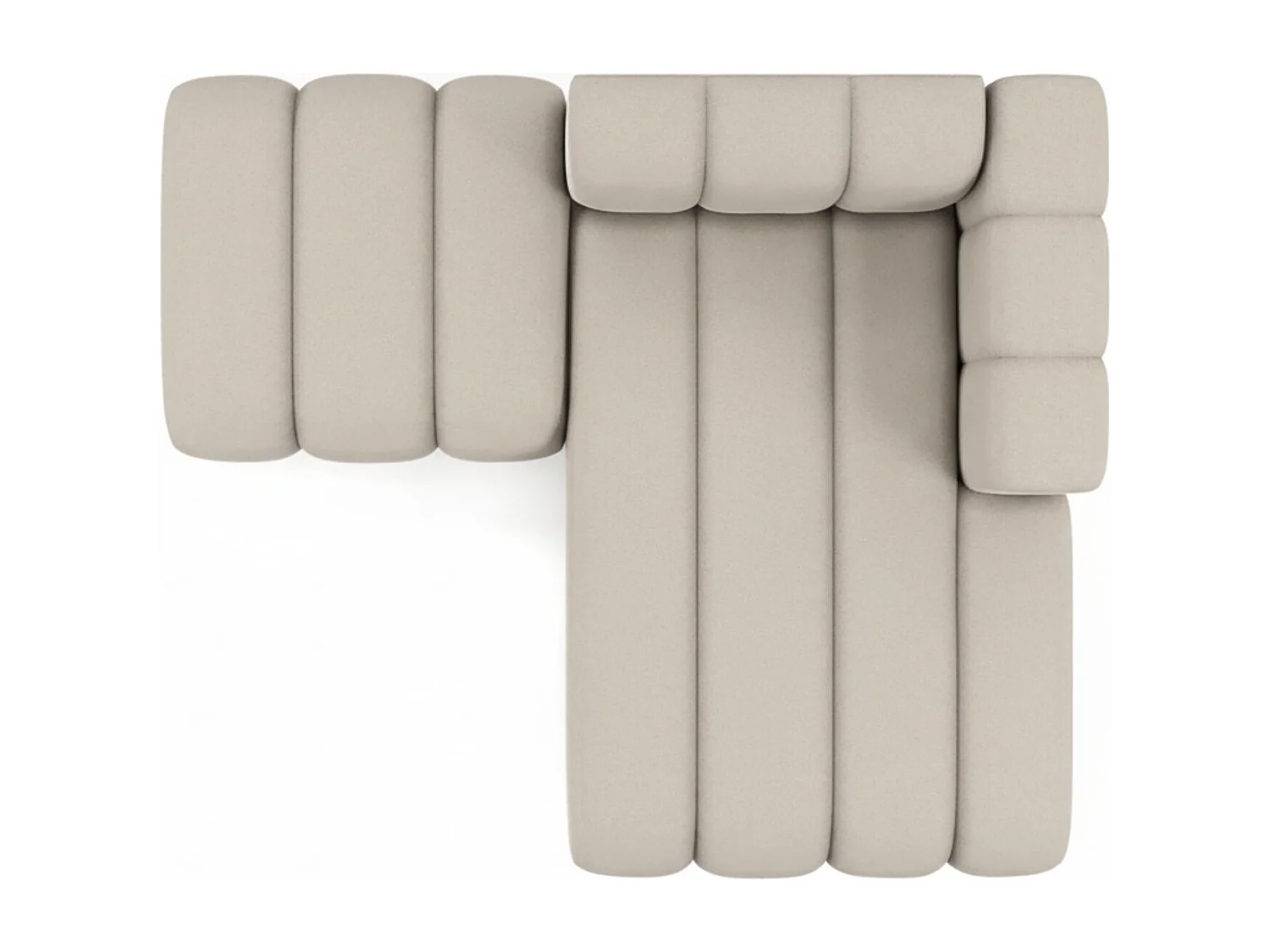 Chaiselongue mit Hocker Grand, Veloursstoff Salvador, Beige, Rechts