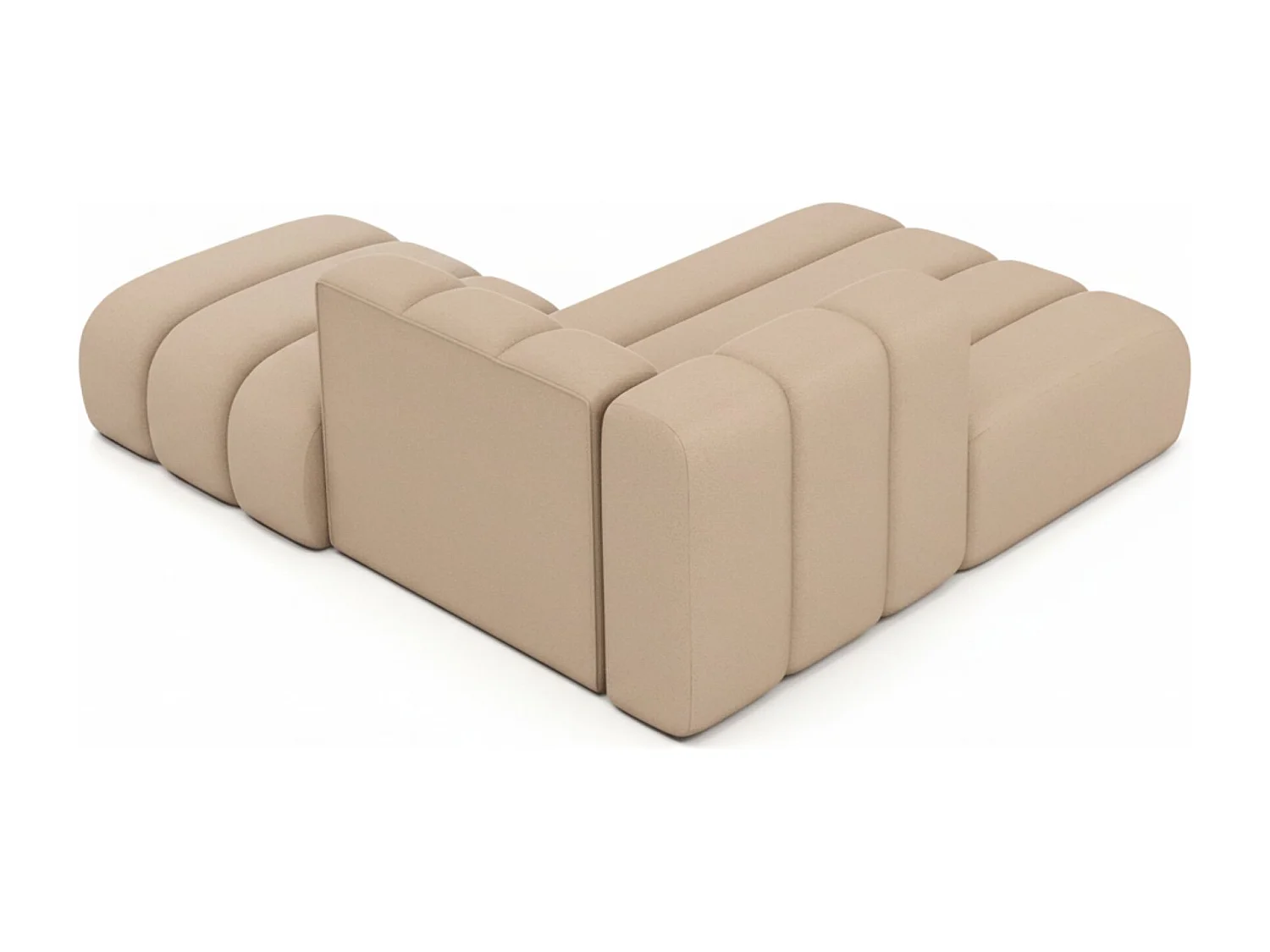 Chaiselongue mit Hocker Grand, Veloursstoff Salvador, Beige, Rechts