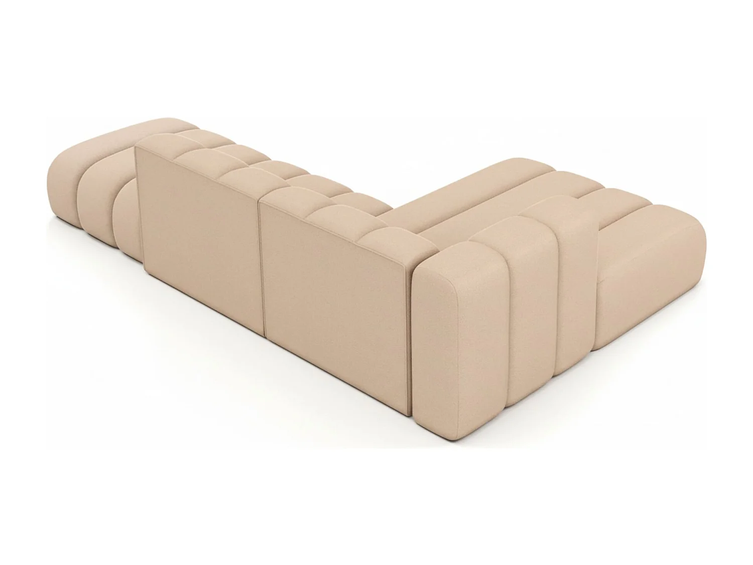 Divano angolare a L con pouf, Grand Mini, tessuto Salvador, beige, a destra