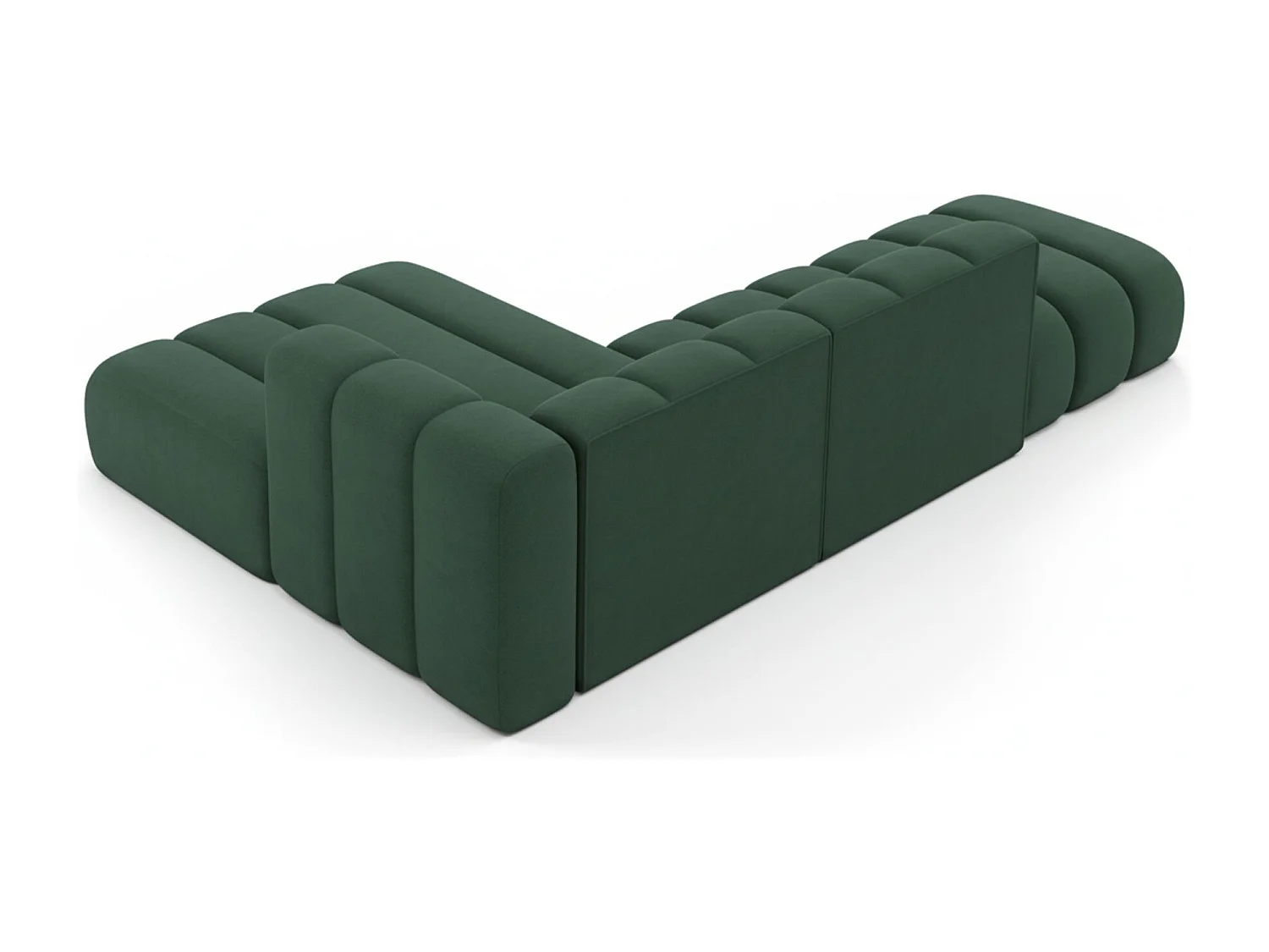 L-vormige hoekbank met voetenbank, Grand Mini, Salvador-stof, groen, links