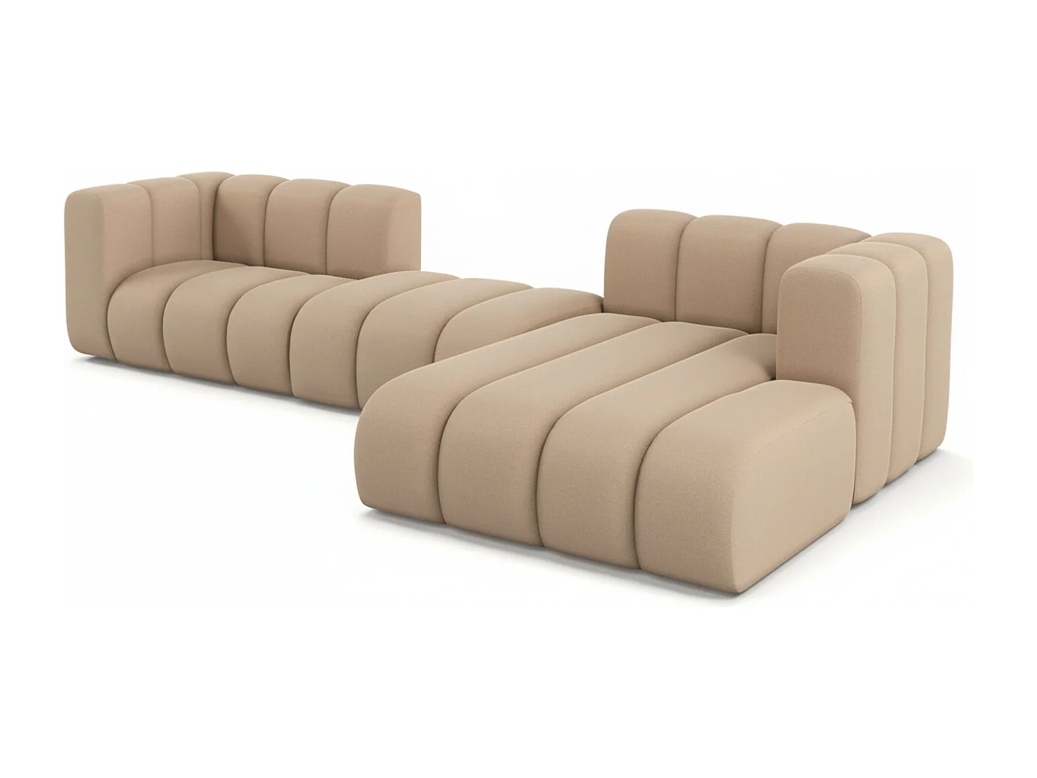 Hoekbank L-Vorm Grand L 319 cm, Veloursstof Salvador, Beige, Rechts