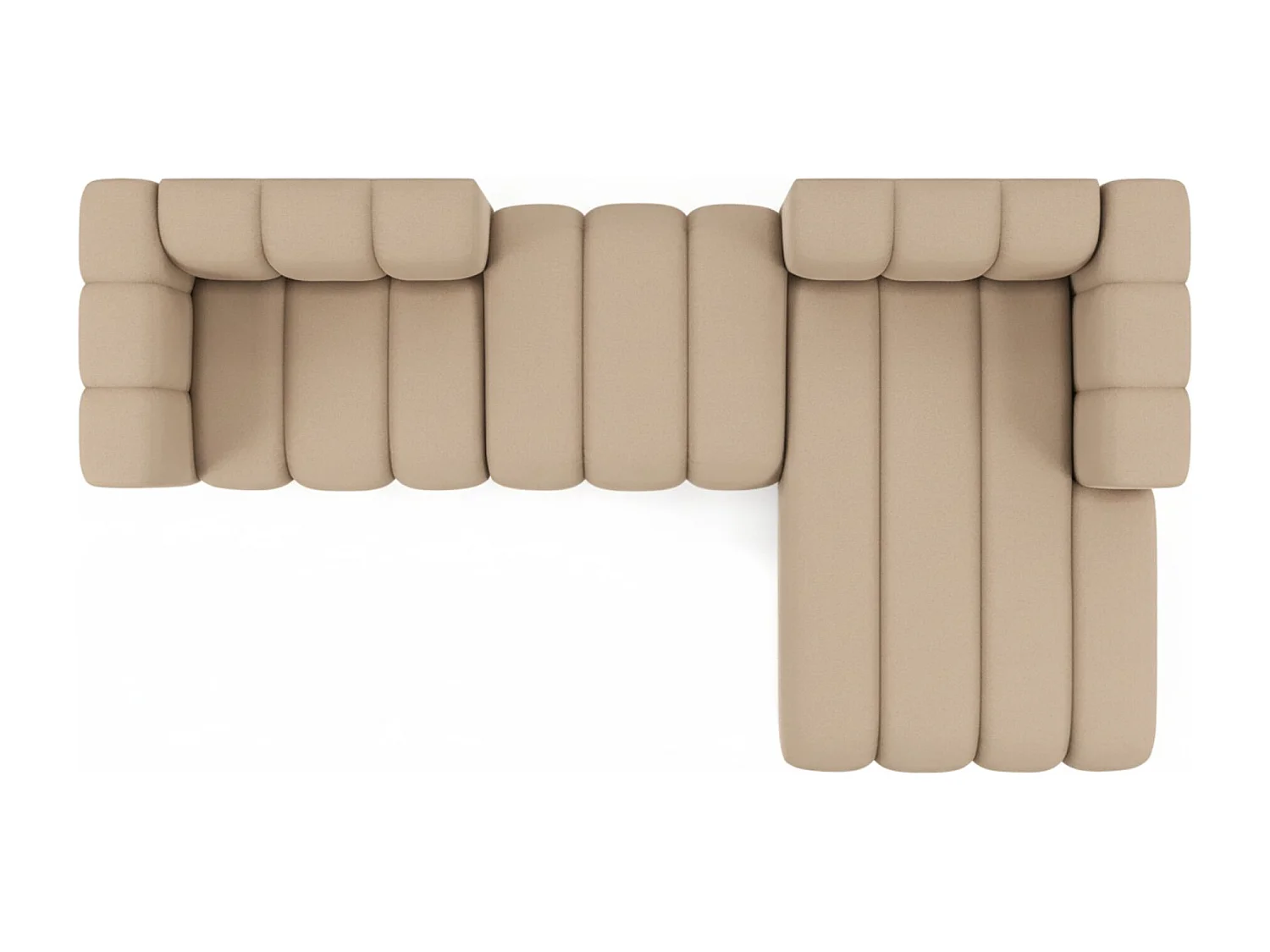 Hoekbank L-Vorm Grand L 319 cm, Veloursstof Salvador, Beige, Rechts