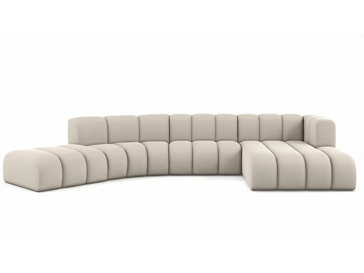 L-vormige hoekbank GRAND Round, stof Salvador, beige, rechts