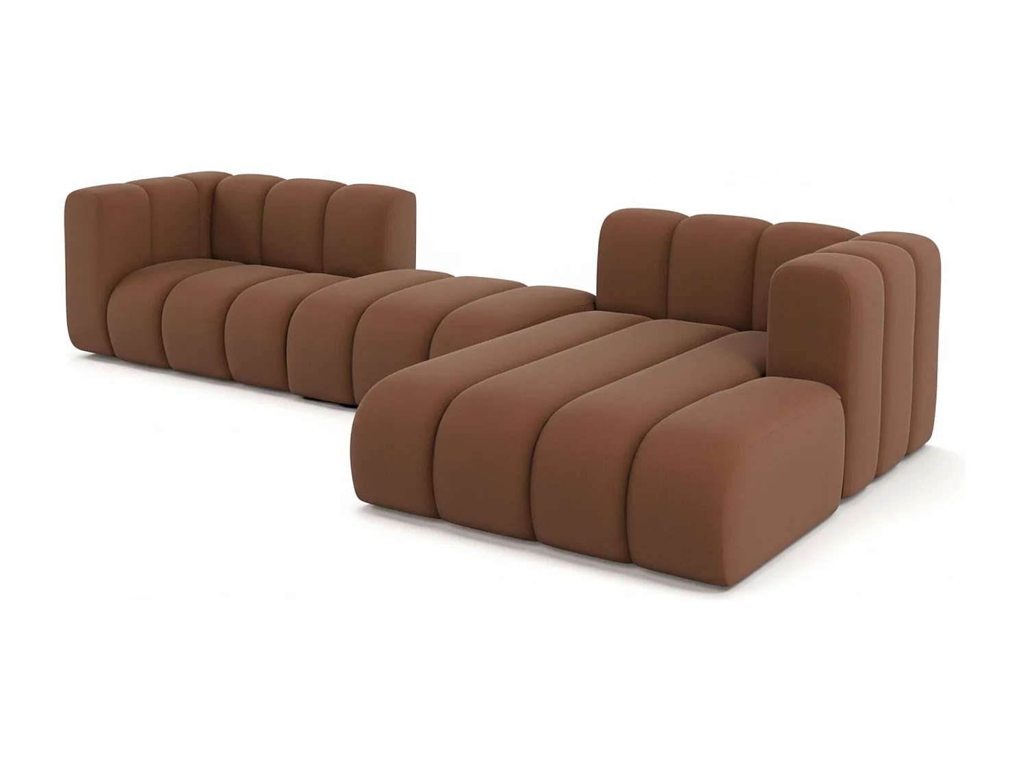 Hoekbank L-Vorm Grand L 319 cm, Veloursstof Salvador, Donkerbruin, Rechts