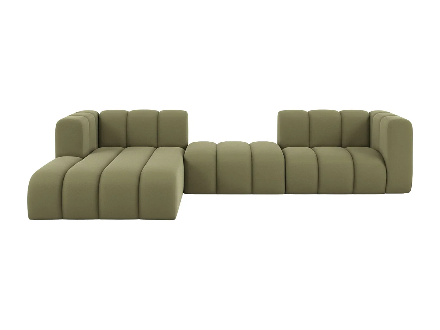 Hoekbank L-Vorm Grand L 319 cm, Veloursstof Salvador, Olijfgroen, Links