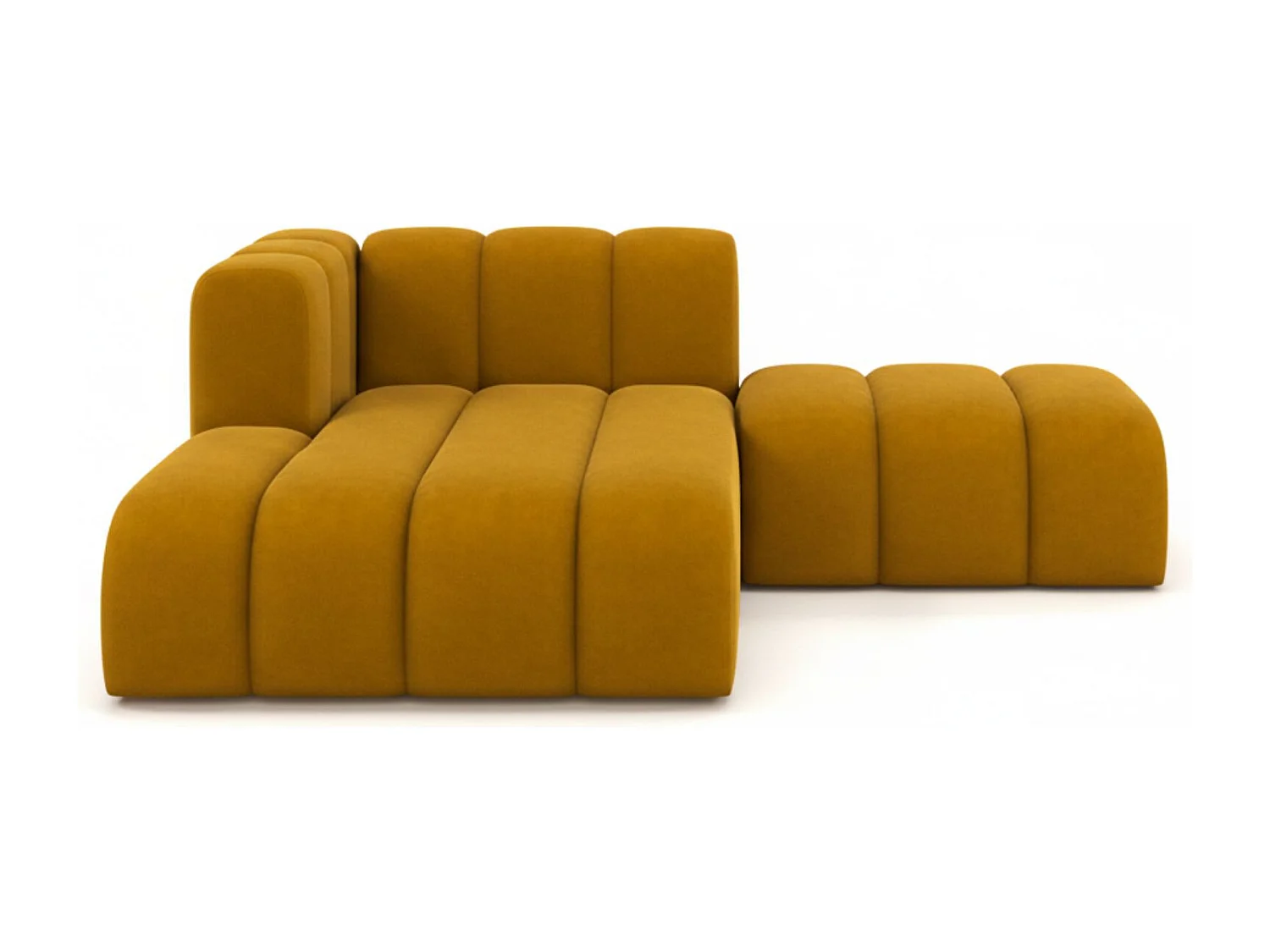 Chaiselongue mit Hocker Grand, Veloursstoff Salvador, Gelb, Links