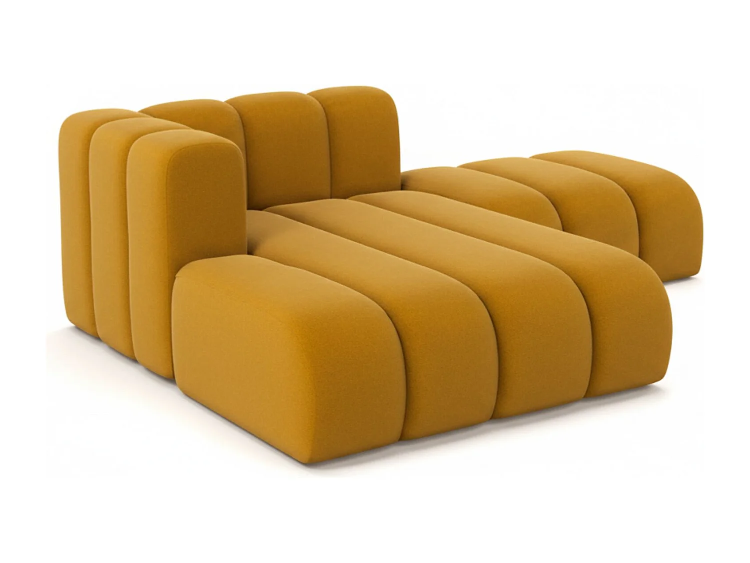 Chaiselongue mit Hocker Grand, Veloursstoff Salvador, Gelb, Links