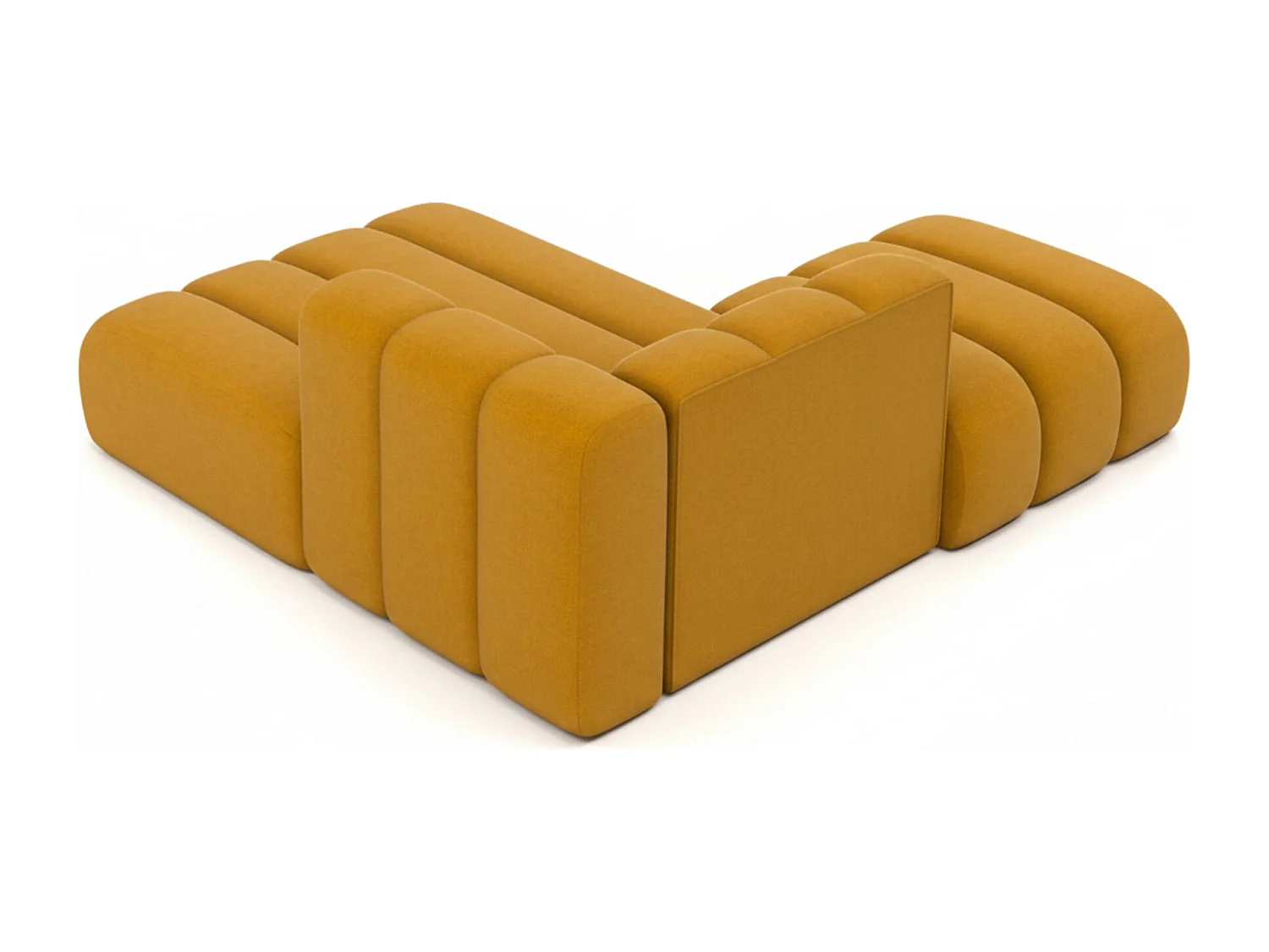 Chaiselongue mit Hocker Grand, Veloursstoff Salvador, Gelb, Links