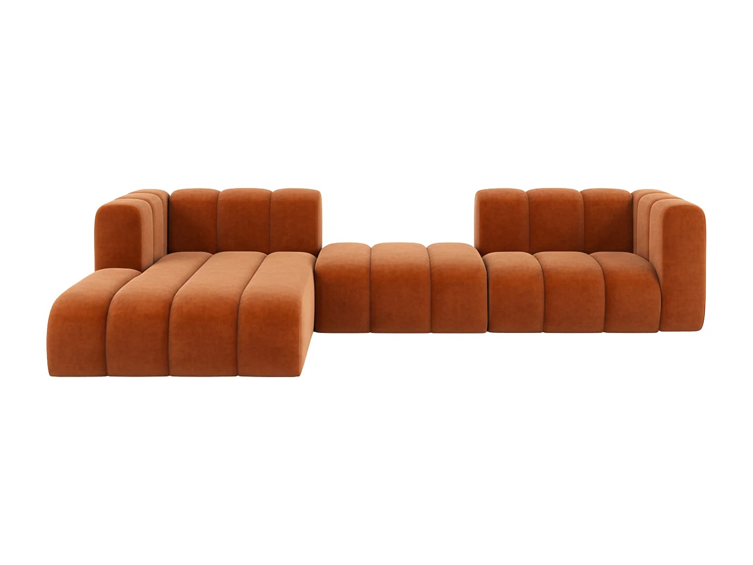 Hoekbank L-Vorm Grand L 319 cm, Veloursstof Salvador, Bruin, Links